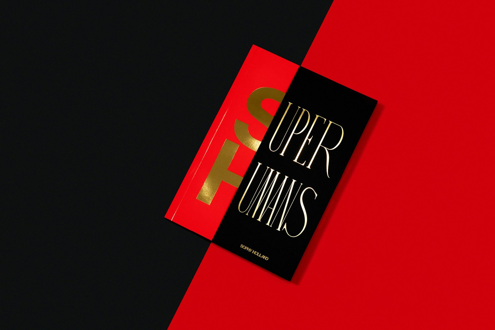 Image shows a black and red book with gold text reading SUPER HUMANS on it.