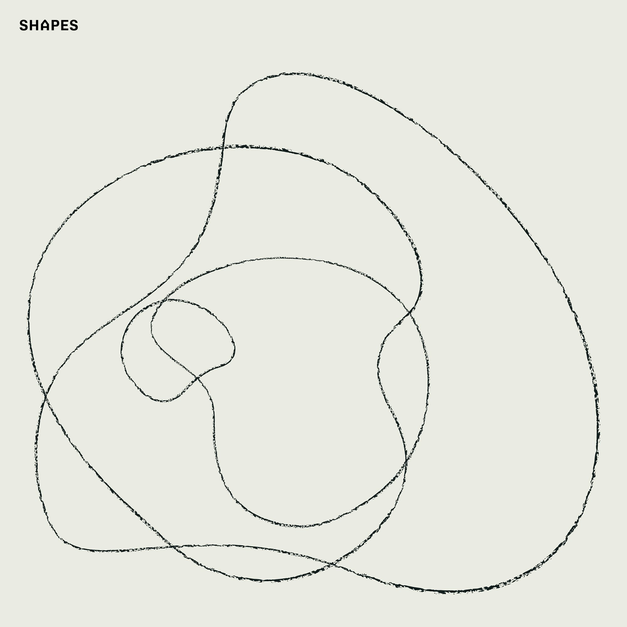 Charcoal textured lines showing organic shapes on a cream ground.