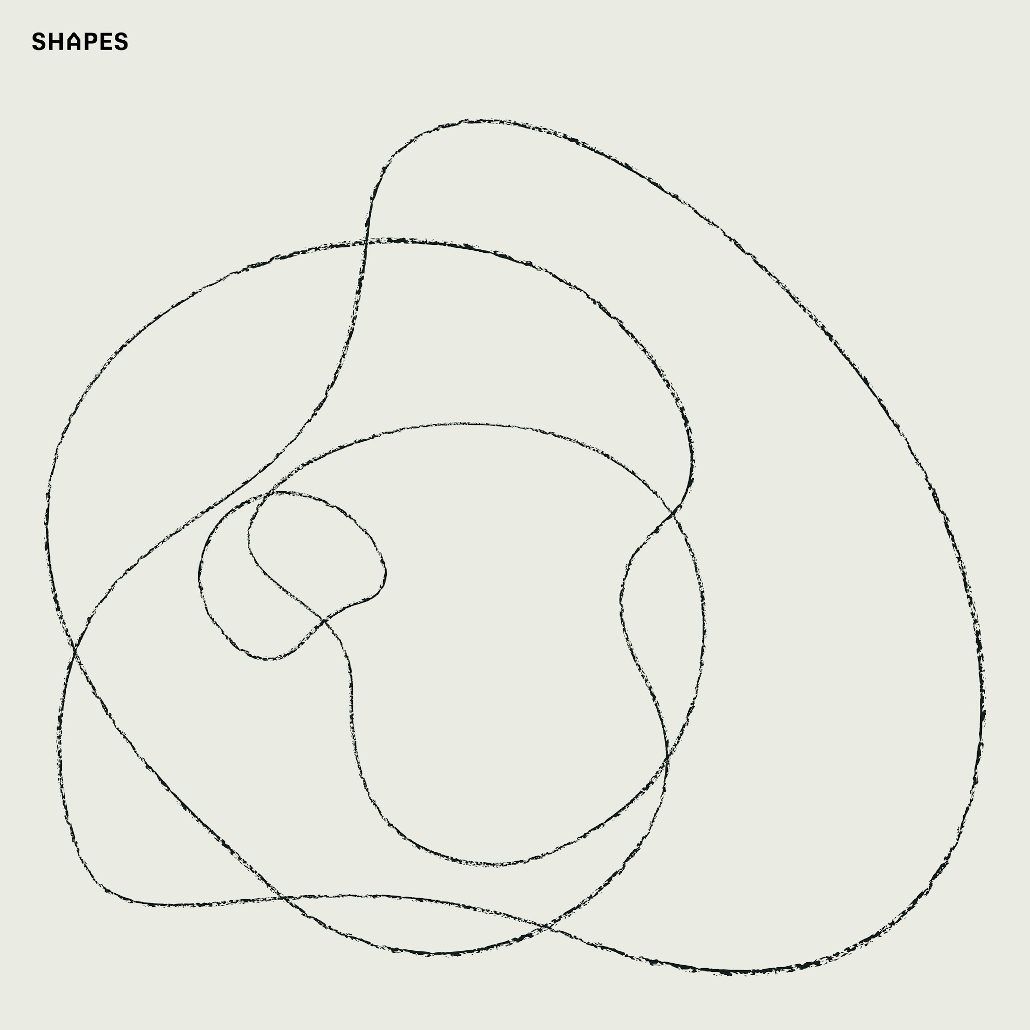 Charcoal textured lines showing organic shapes on a cream ground.