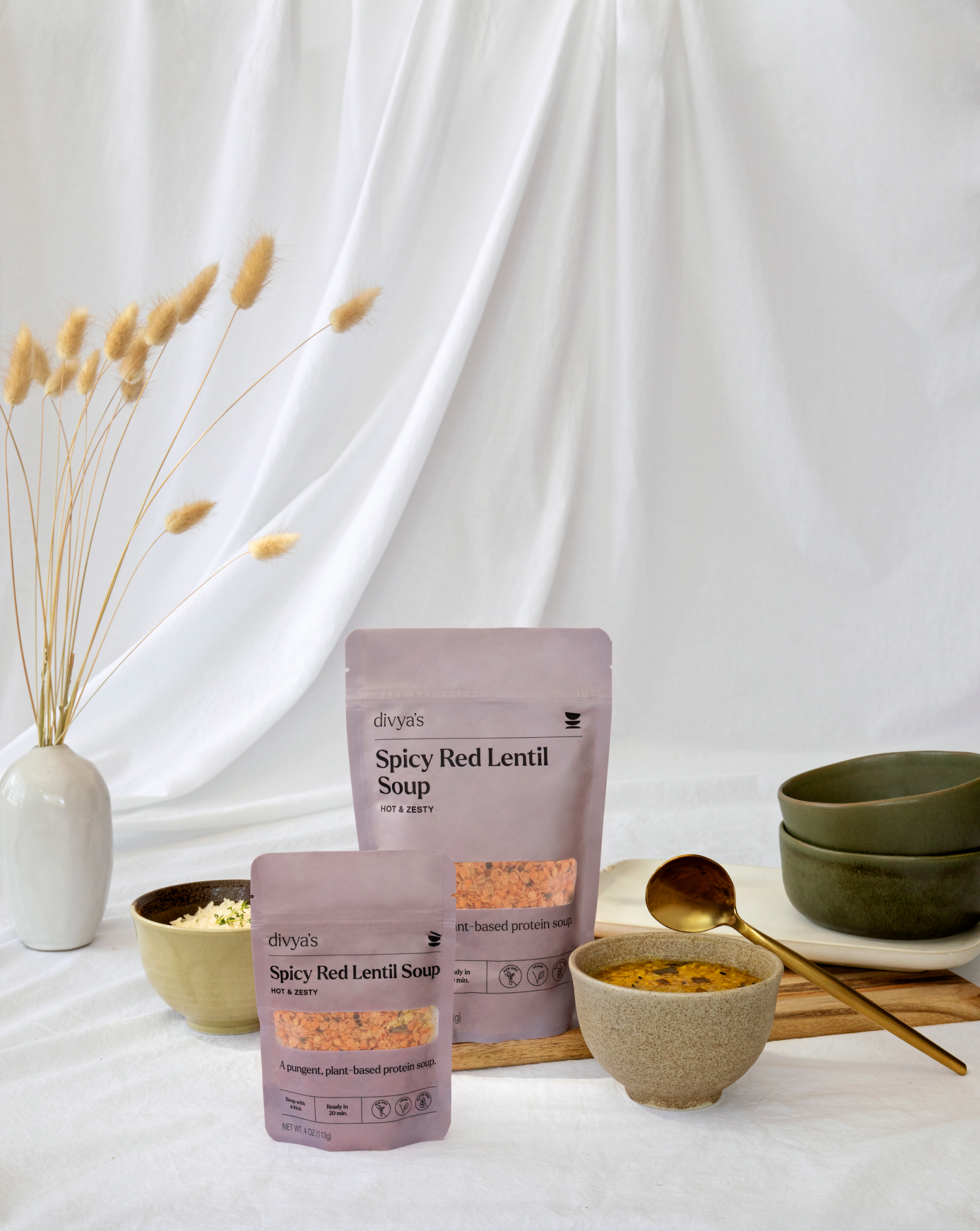 Divya's Spicy Lentil Soup packaging.