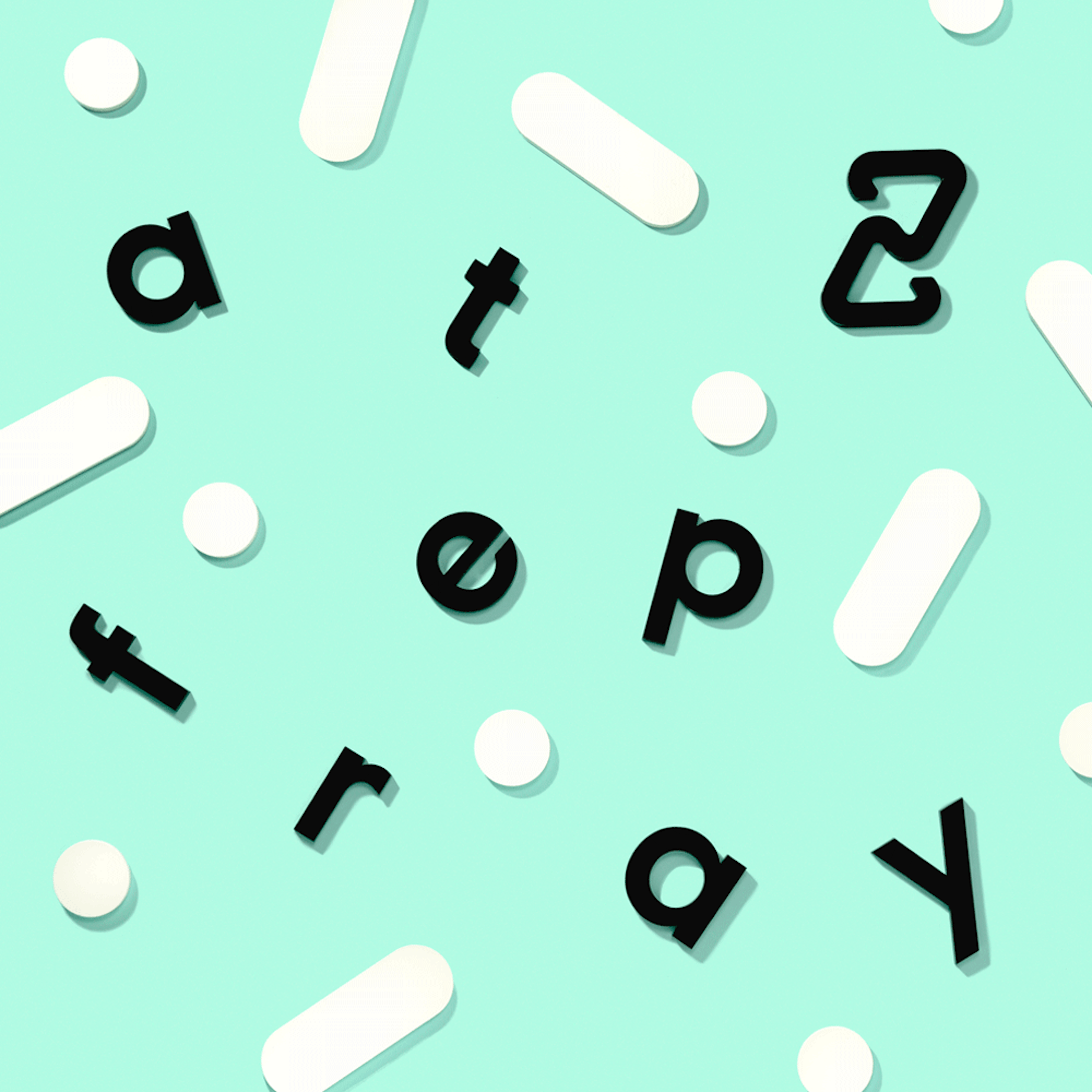Animation showing the letters in the afterpay logo scrambling and then reorganizing.