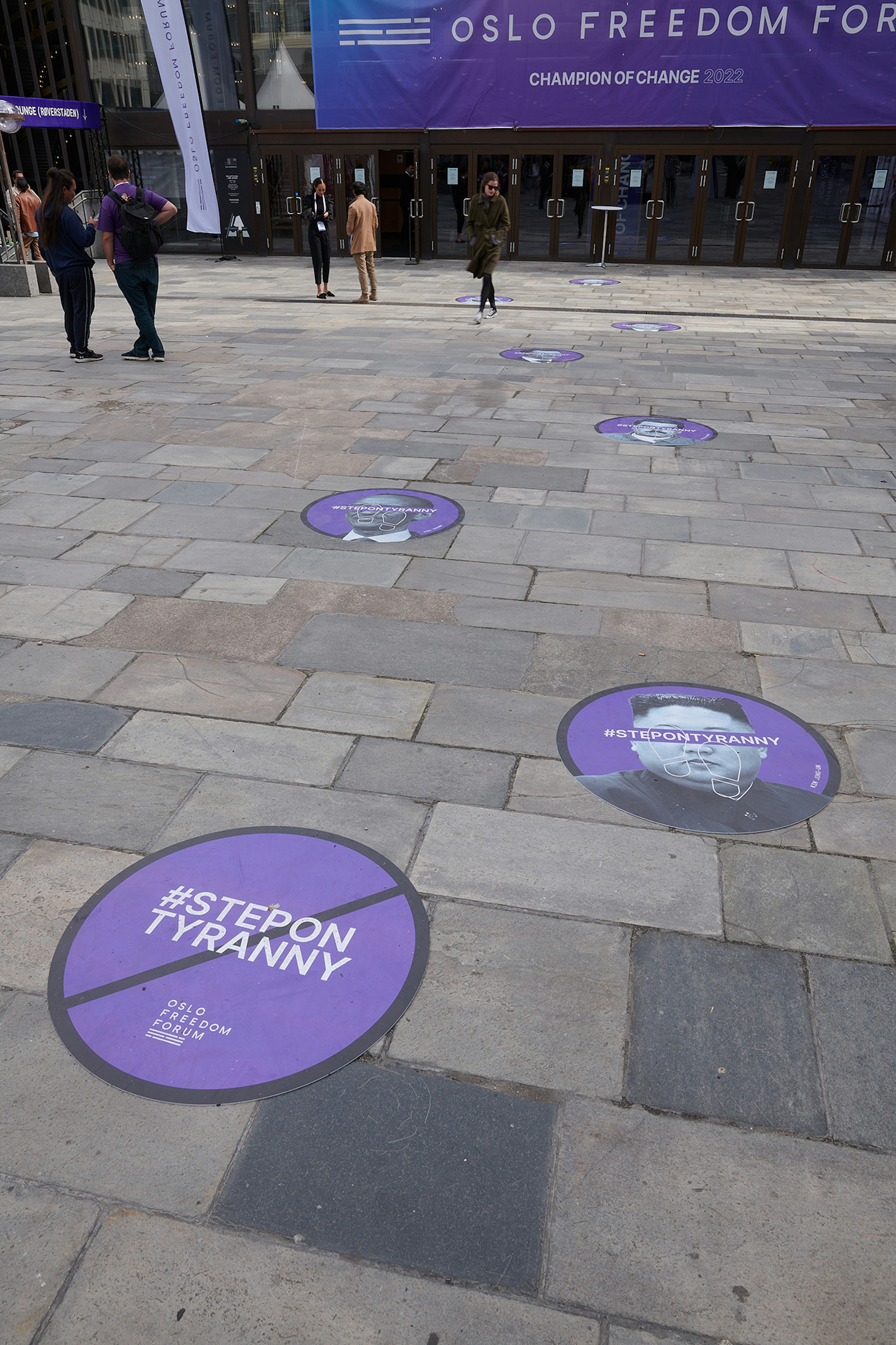 Step on Tyranny mats in front of Oslo Konserthus.