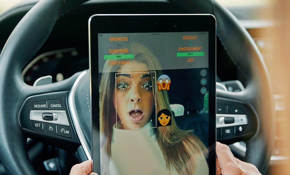 Affectiva's emotion recognition app, used by CEO Rana el Kaliouby 