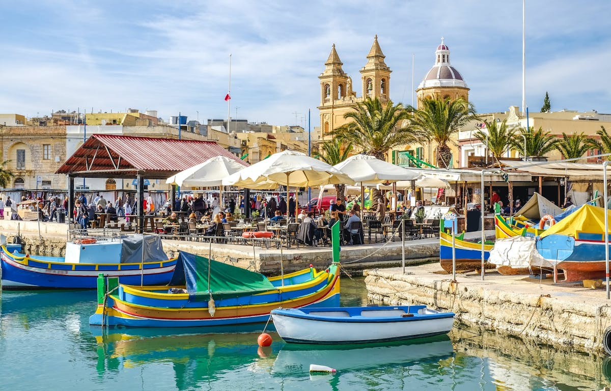 Coloured condos in the village of Marsaxlokk
