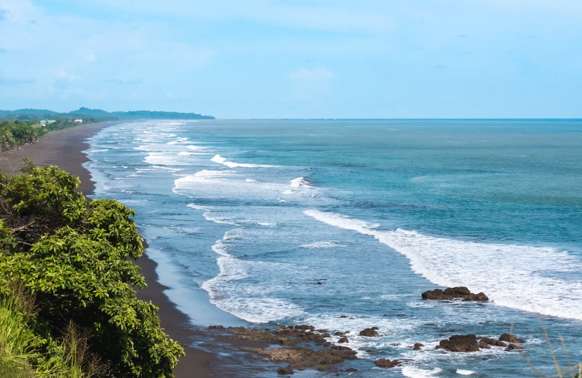 View of a dark sandy beach