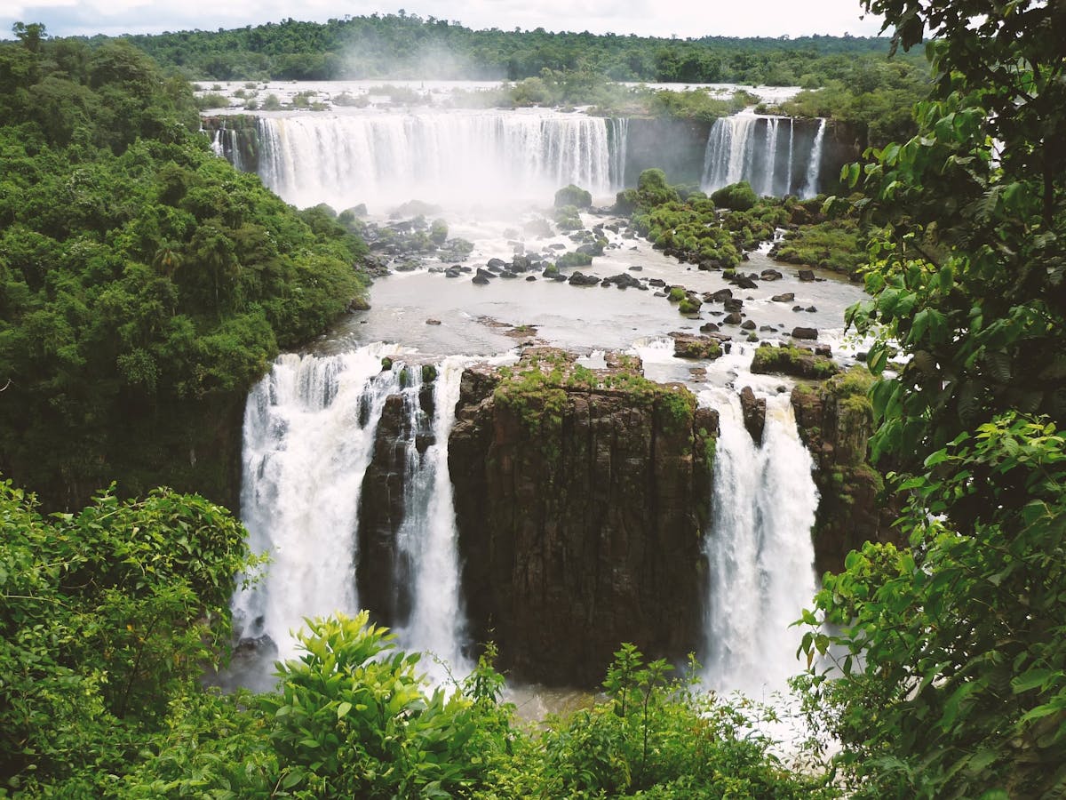 Iguazu waterfalls, with surrounding vegetation