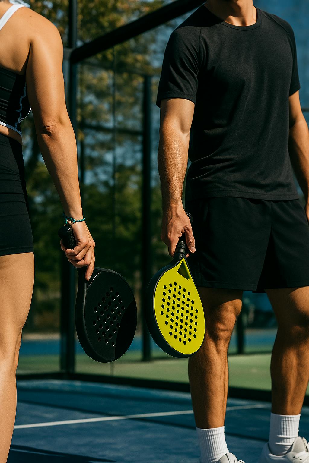 Homme et femme jouant au padel 