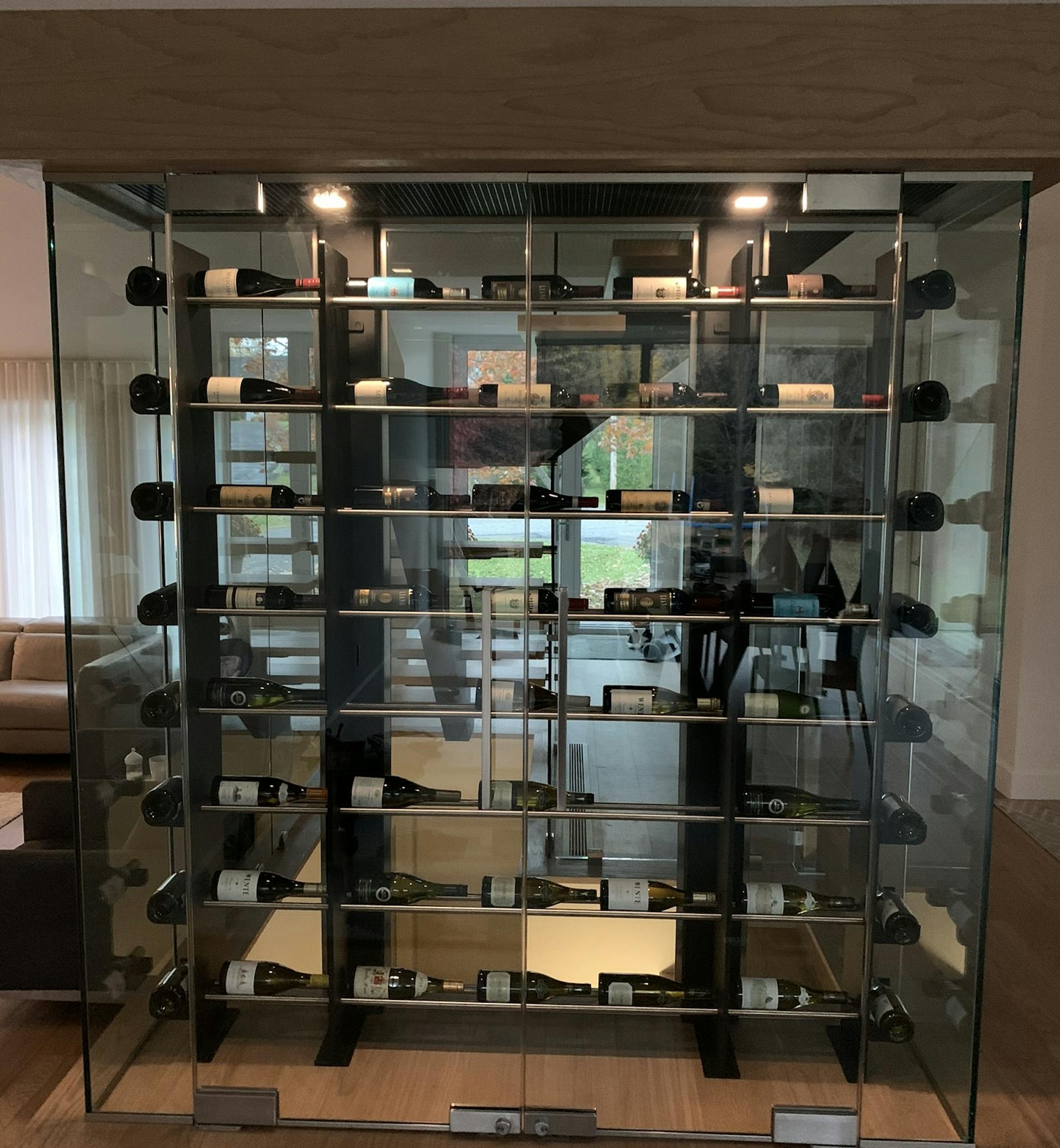 Large glazed wine cellar with double doors, ducted system, Z2C project