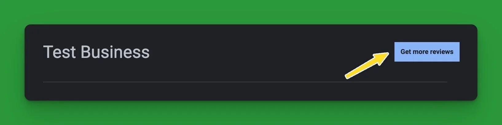 Screenshot with yellow arrow pointing google business profile get more views button