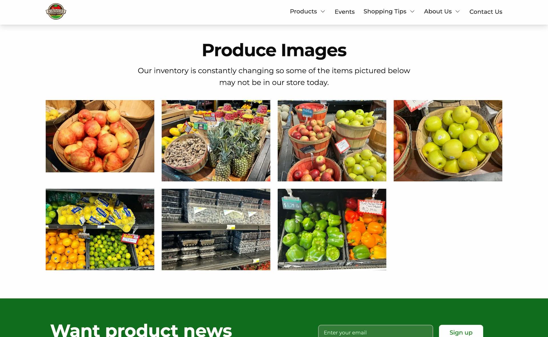Screenshot of sommersmarket.com desktop product image gallery