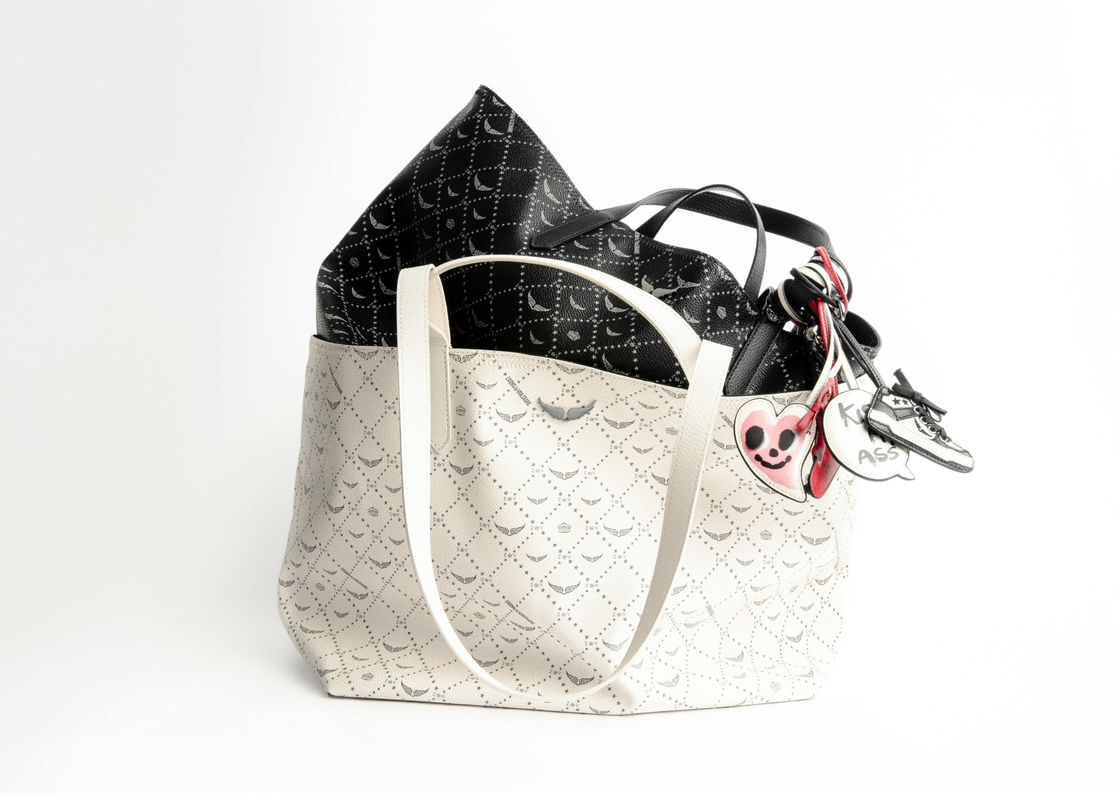★ZADIG&VOLTAIRE★ ハンドバッグ ブラック、オフホワイト The Z Monogram Bags & More | Zadig&Voltaire