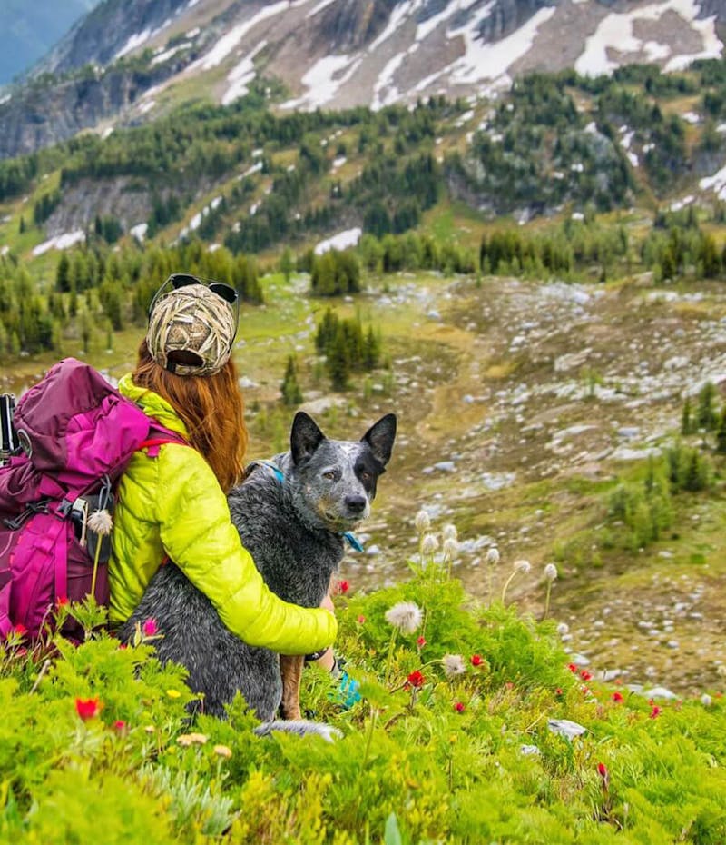 Osprey pack backpacking with a dog