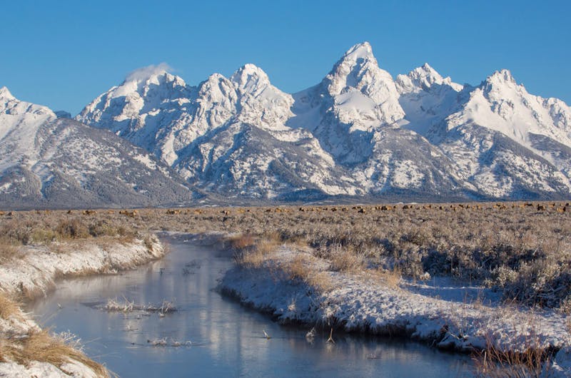 Jackson Hole mountains covered in snow