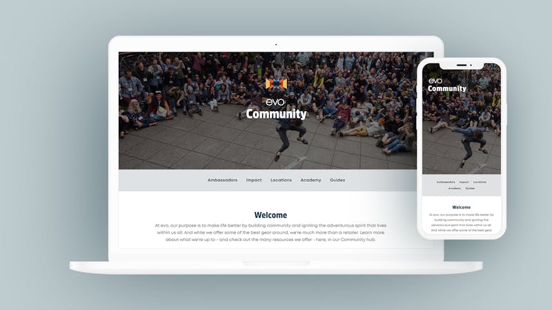 evo Communities viewed on a laptop and mobile device
