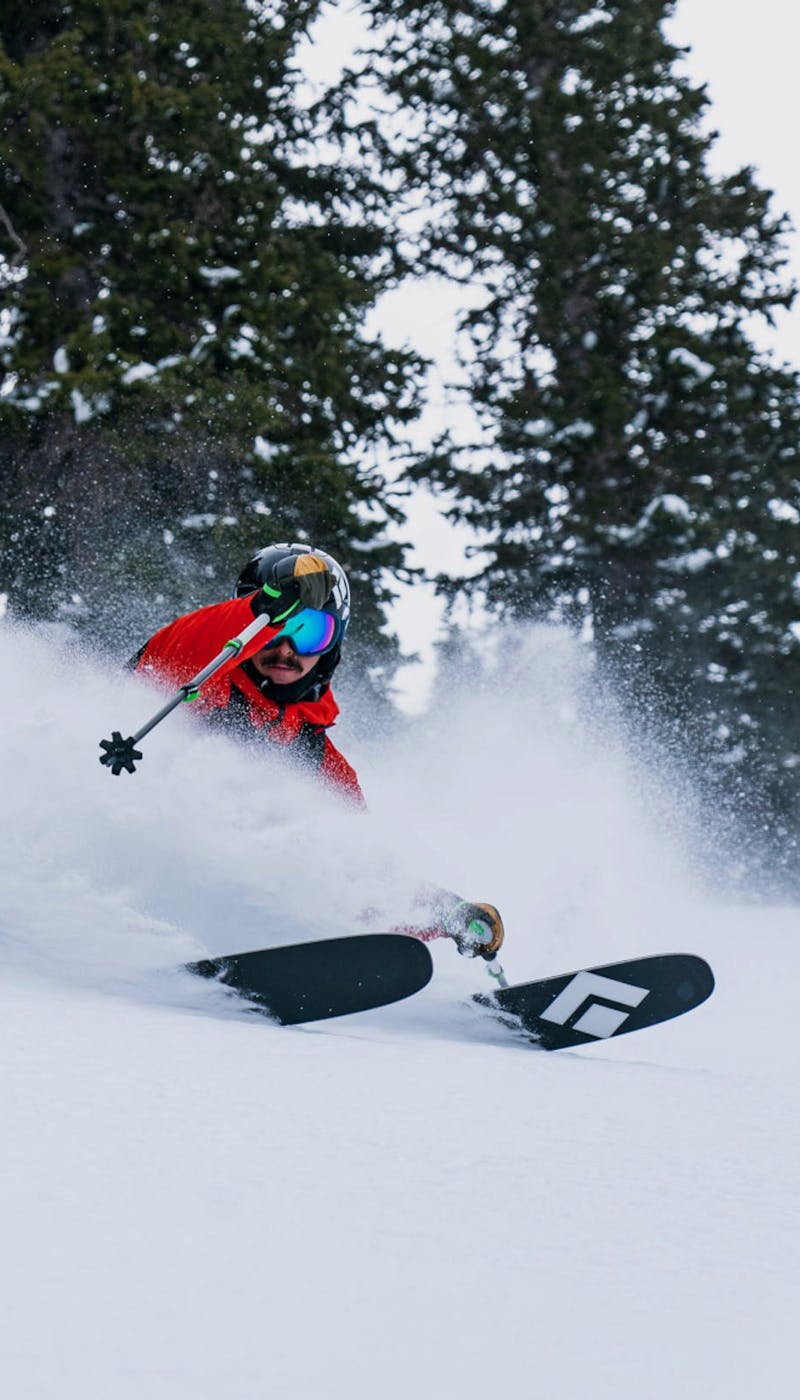 Man skiing on Black Diamond skis