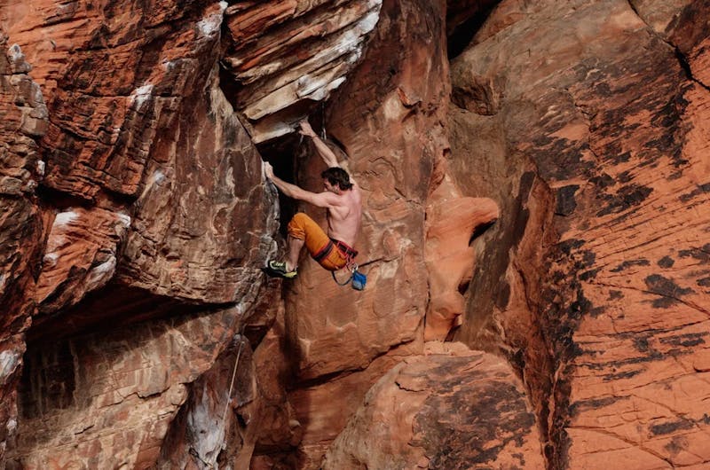 A man rock climbing