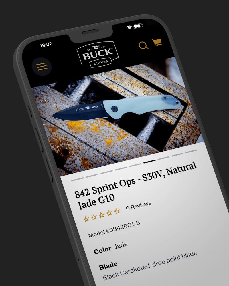 Buck Knives PDP on mobile