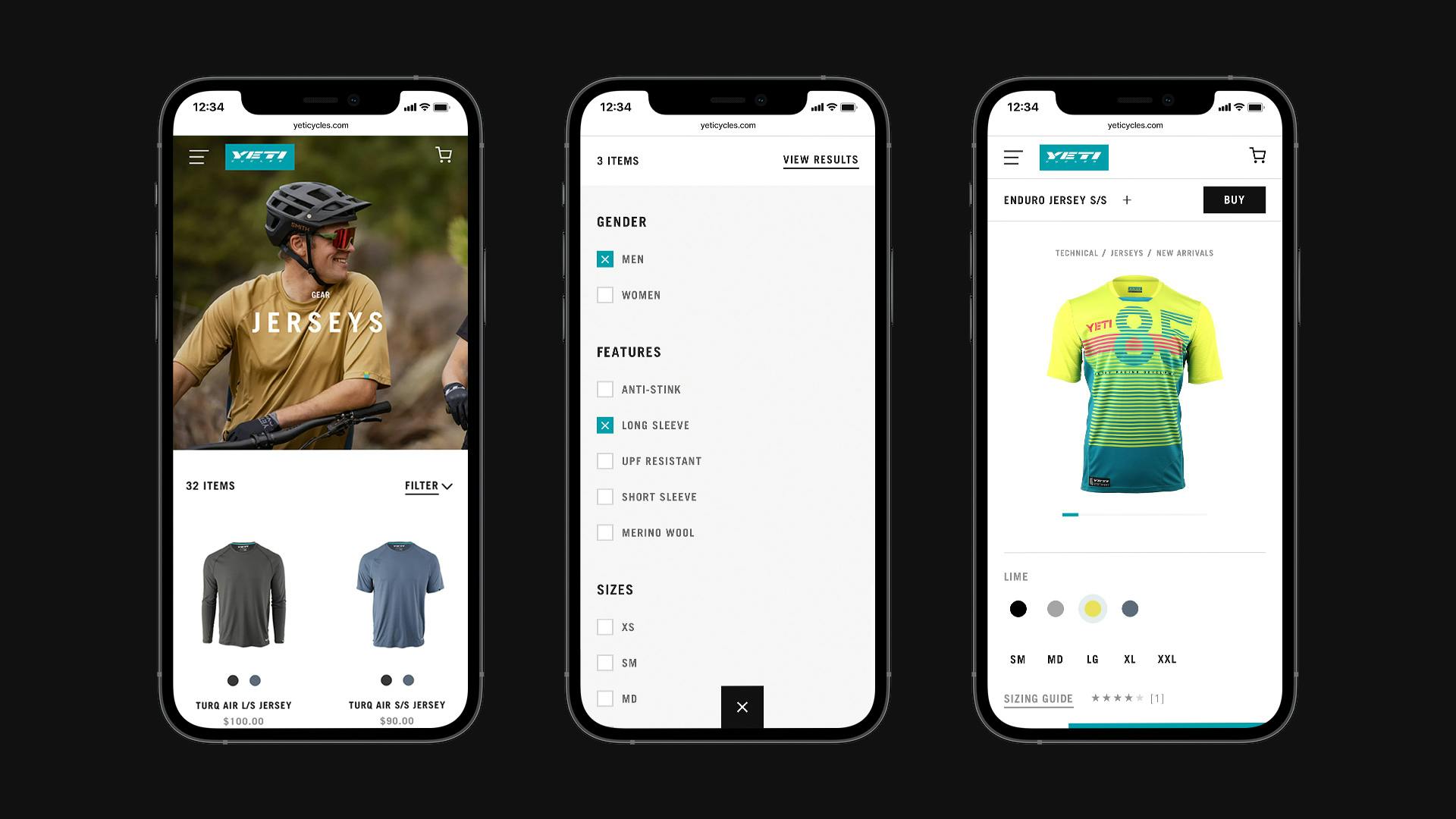 Yeti Cycles - Mobile view of website