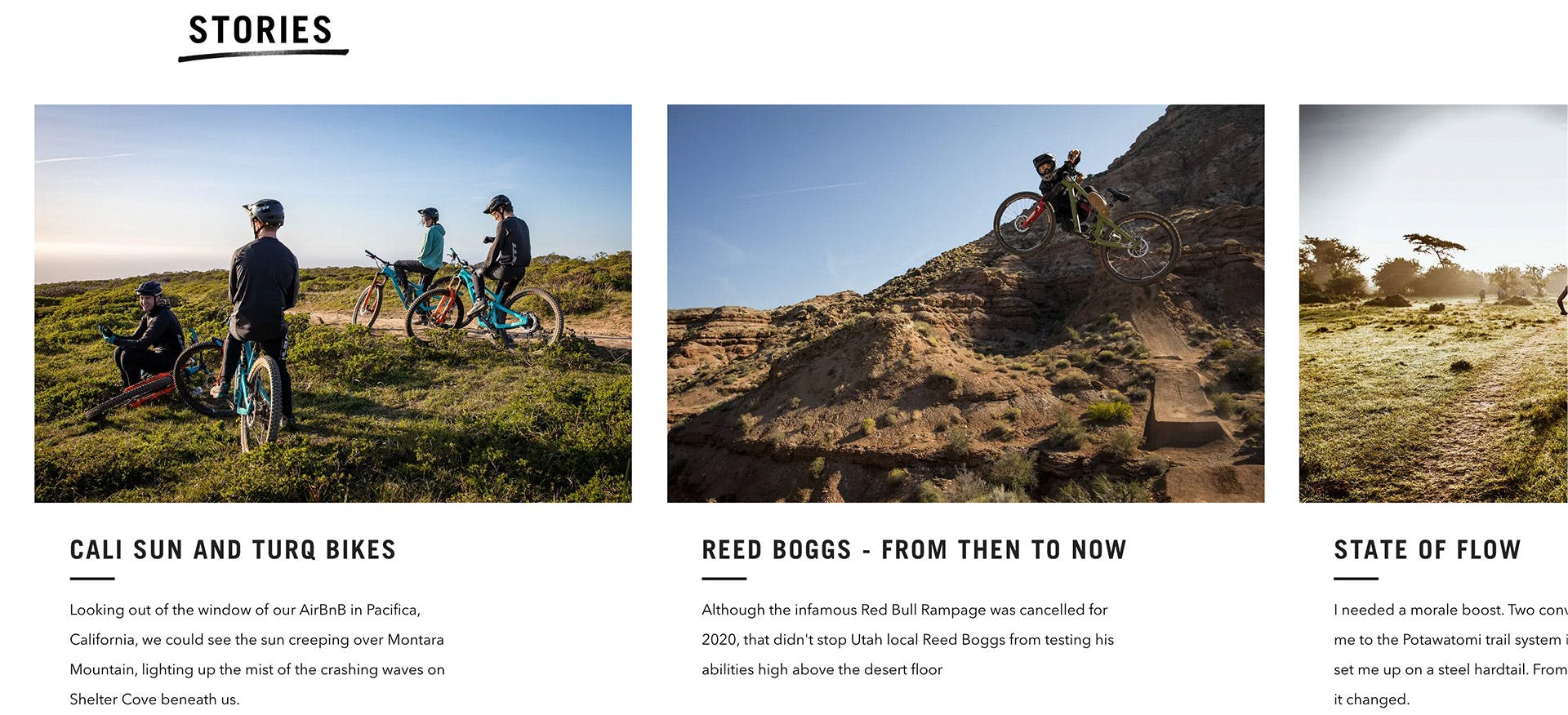 Yeti Cycles - Stories Slider