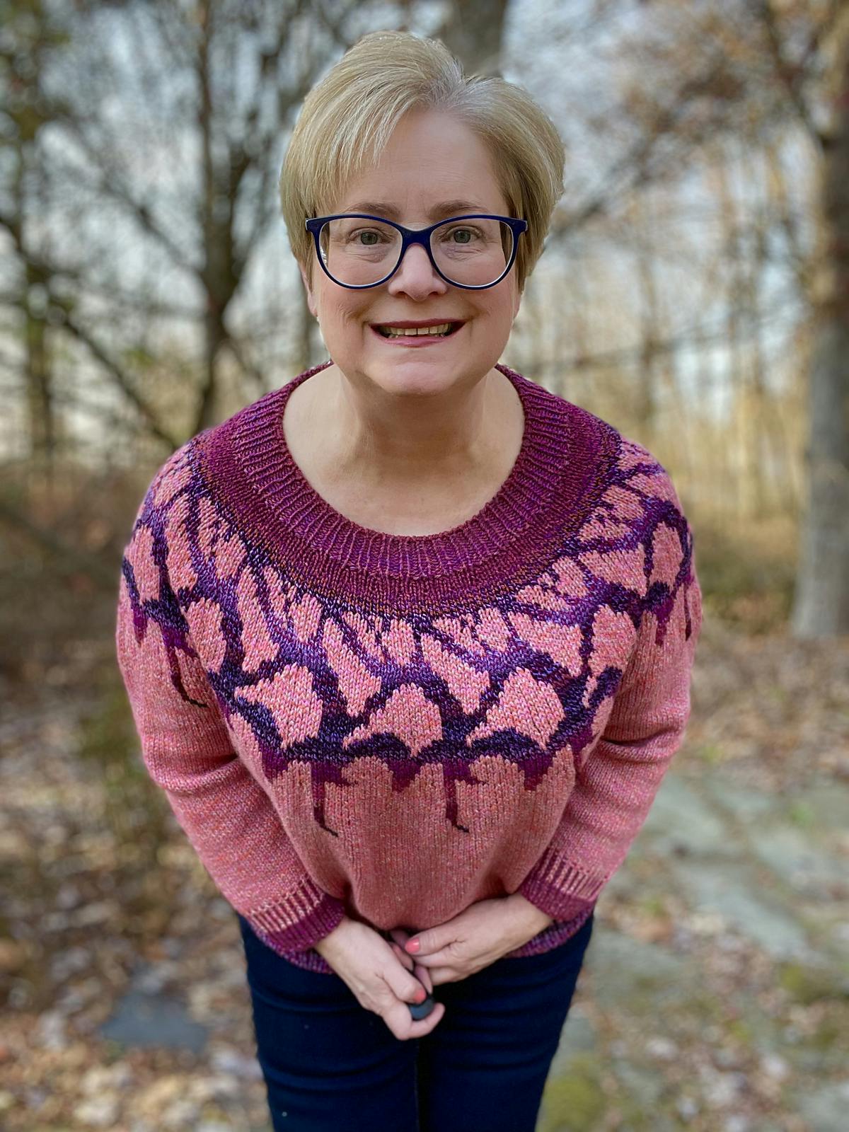 Top-down stranded colourwork sweater Melancholia, designed by Zaneteknits in Spincycle Yarns Trine 7 and Dream State Rosy Maple yarns