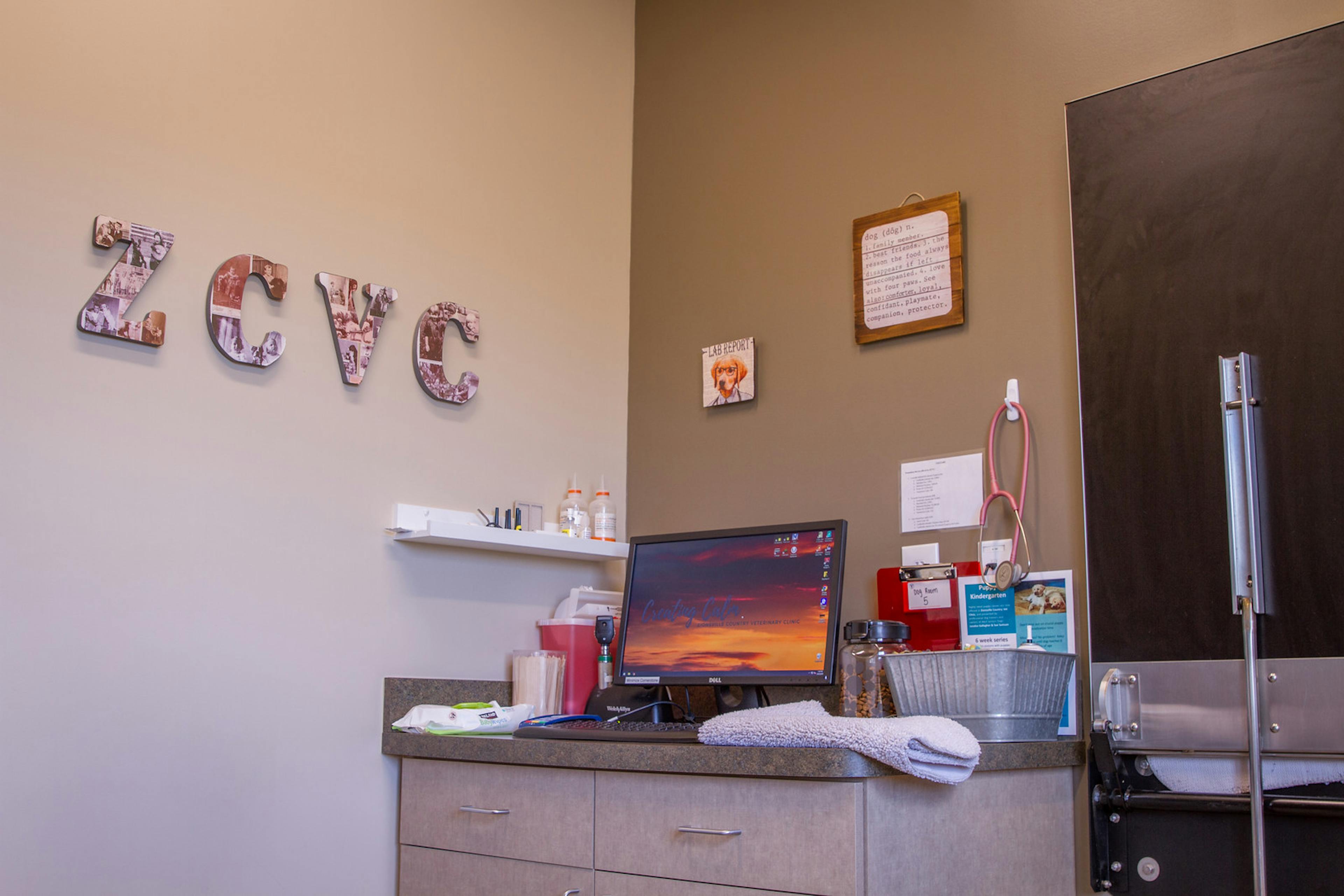 Indoor dog exam rooms