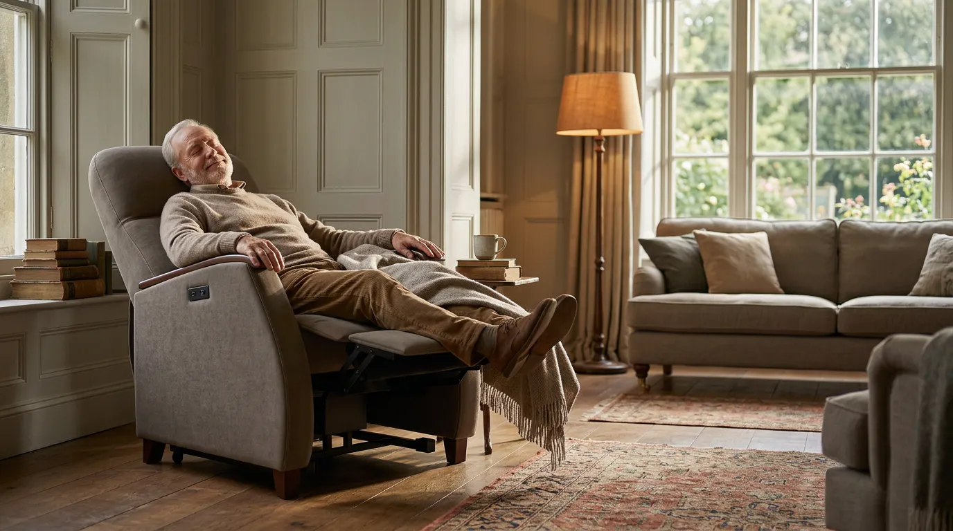 Fauteuil senior Zelder dans un salon moderne — mobilier adapté non médicalisé