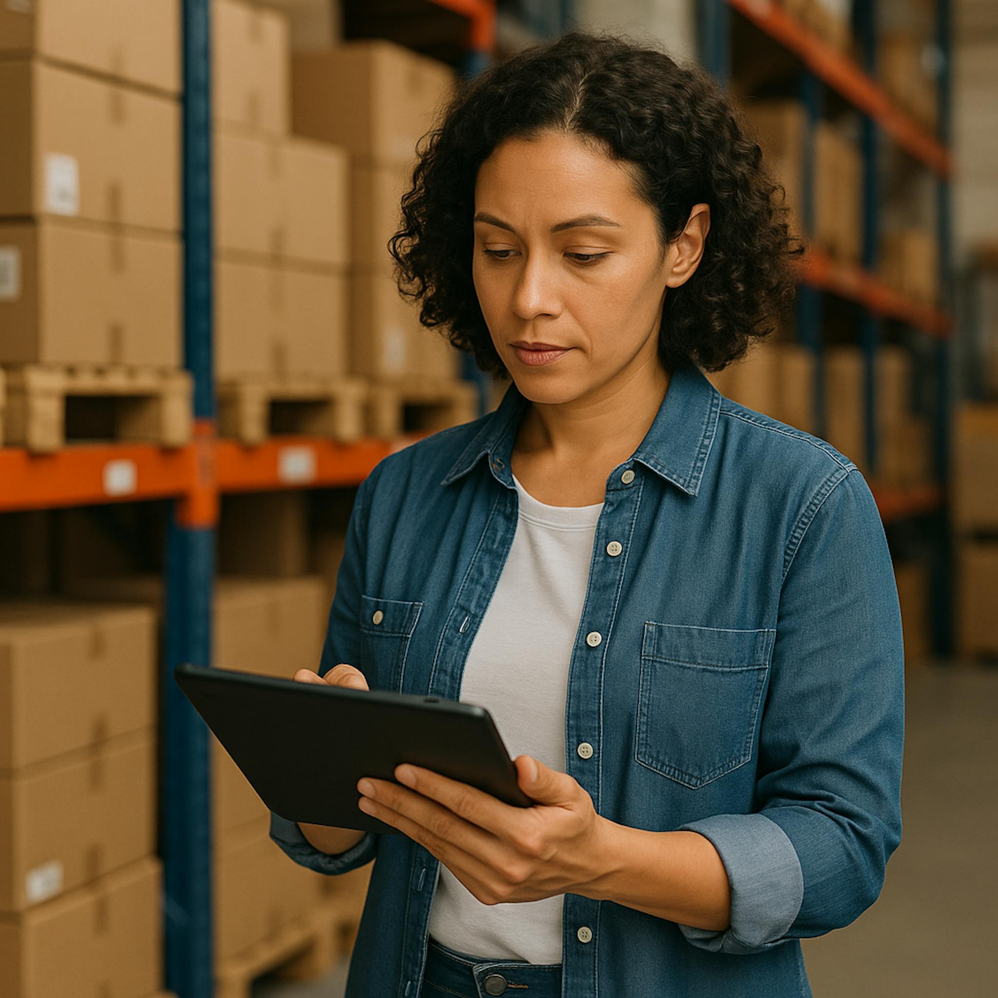 Small wholesale owner reviewing digital payment reports