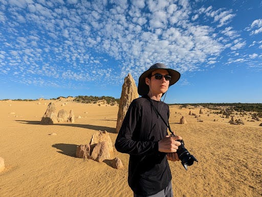 Aren Elliott on assignment in Western Australia. Aren is the group’s photographer.