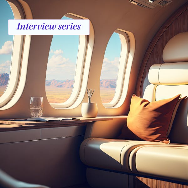 Interior of a luxurious private jet with leather seat for how to get started earning miles