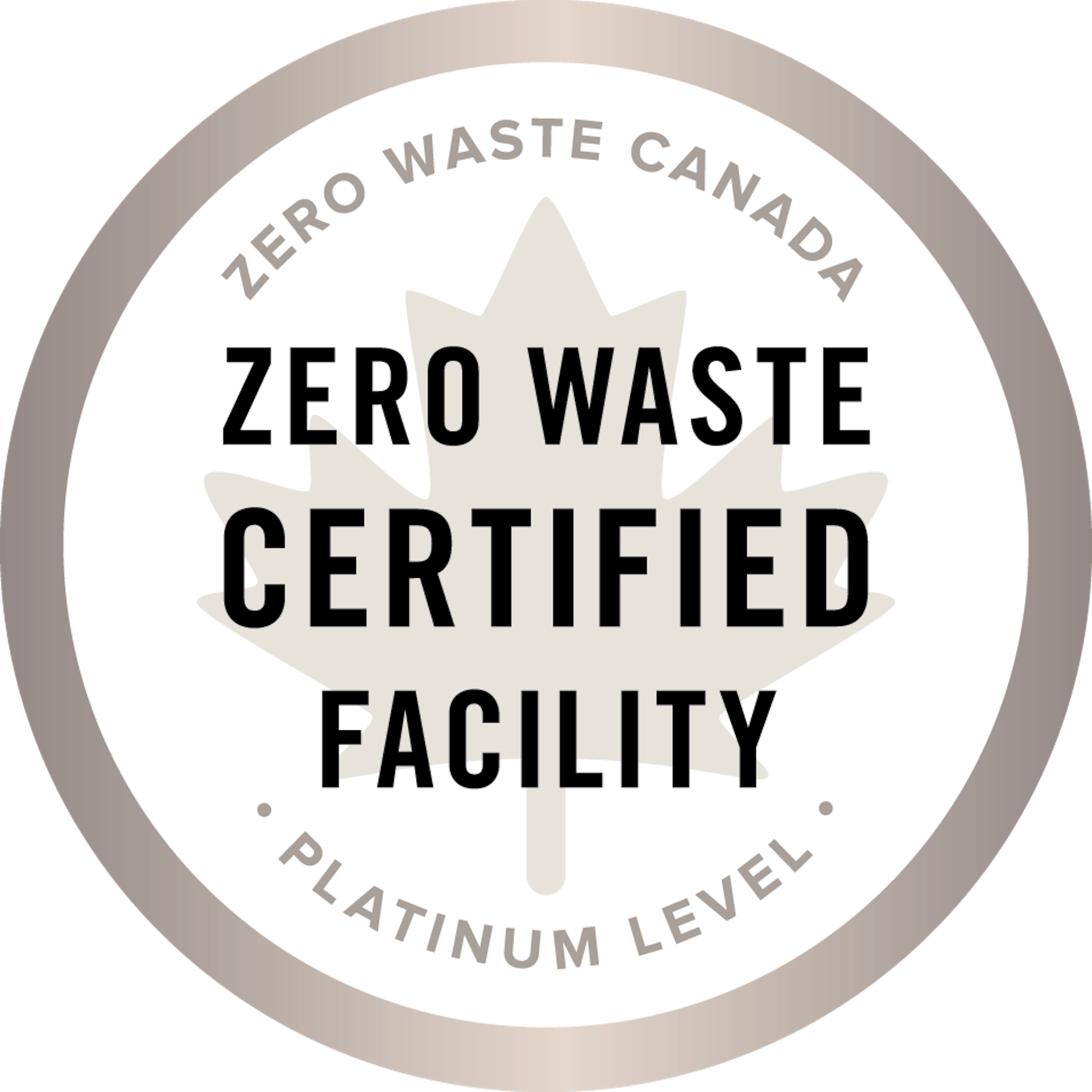 Zero Waste Canada Certified Facility Platinum Badge