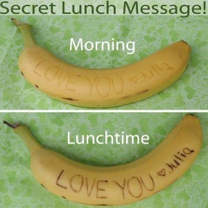 secret lunch messages carved into a banana