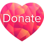 Pink Heart shape with the text "Donate" in white