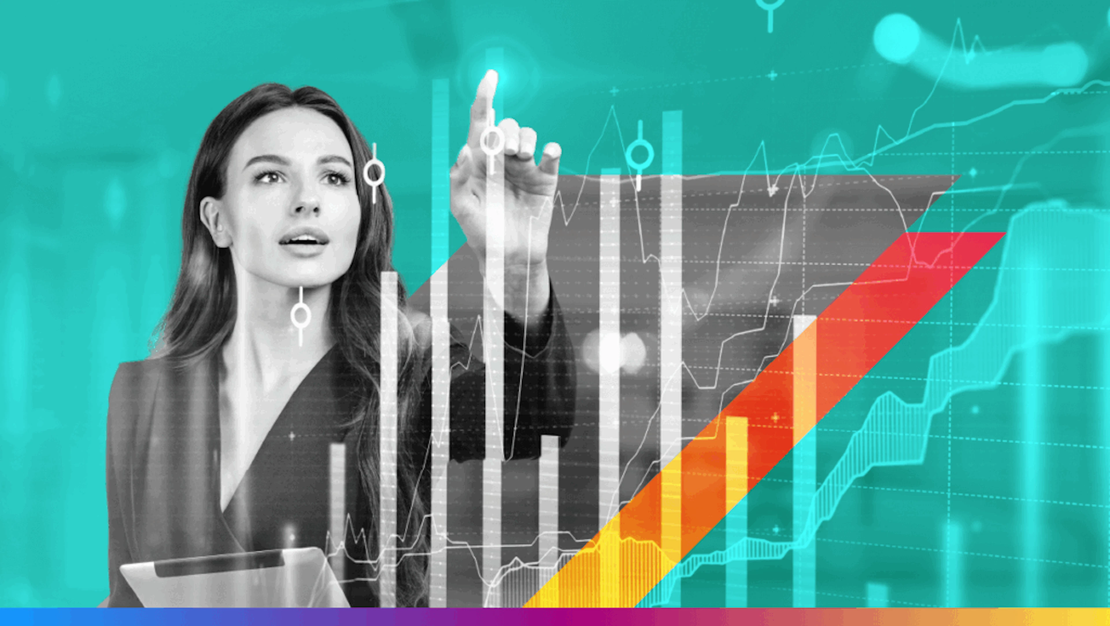 Person pointing at bar graph - email design shortcuts article featured image