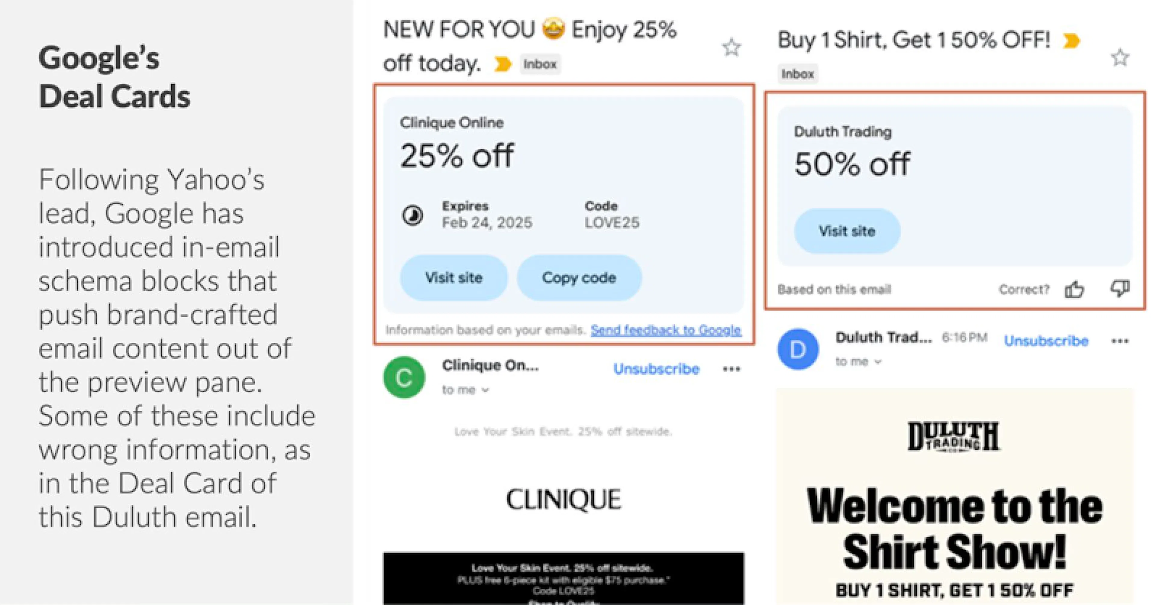 Screenshot of Google's Deal Cards