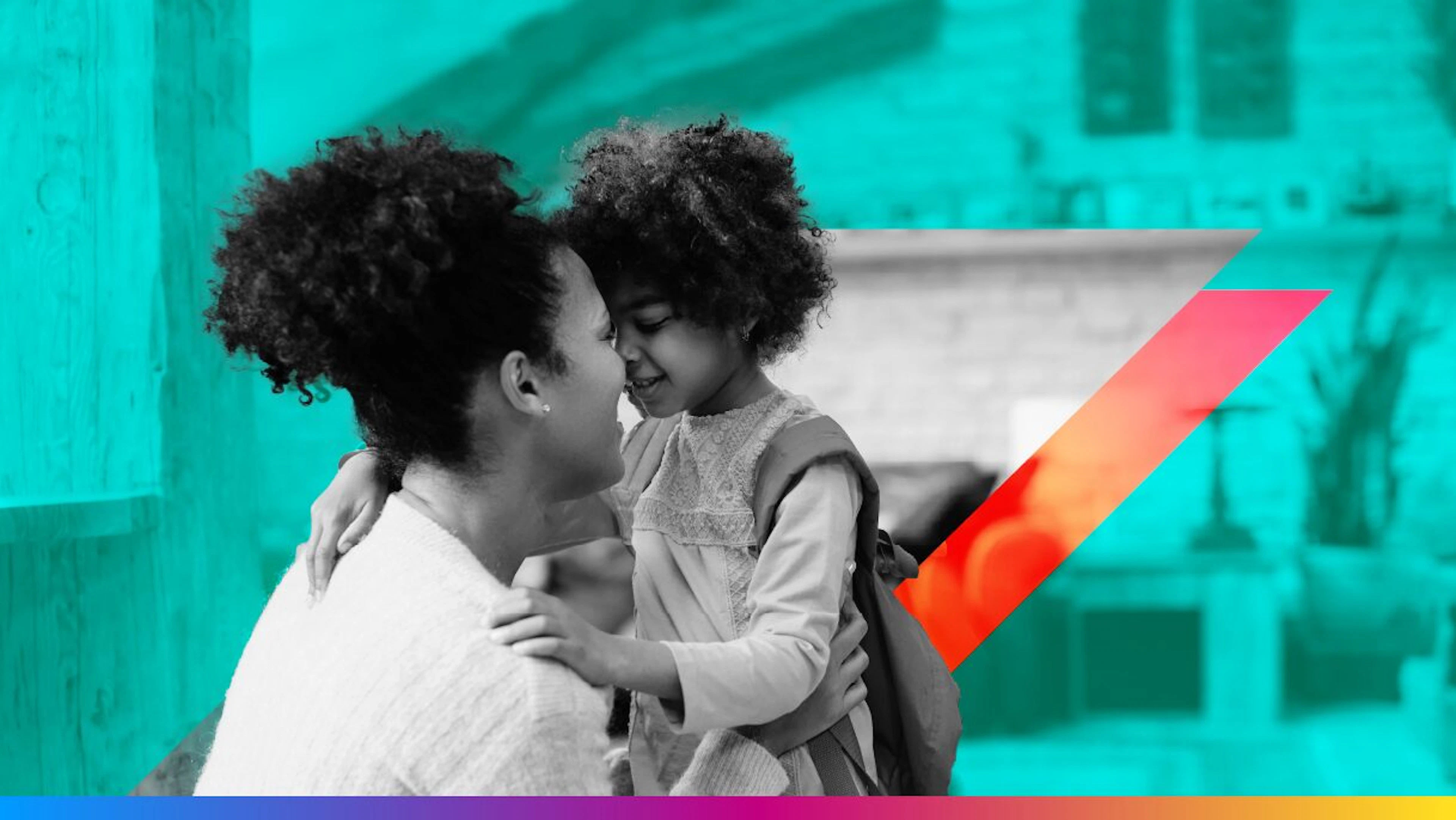 image of a parent with child wearing a backpack to promote back-to-school article