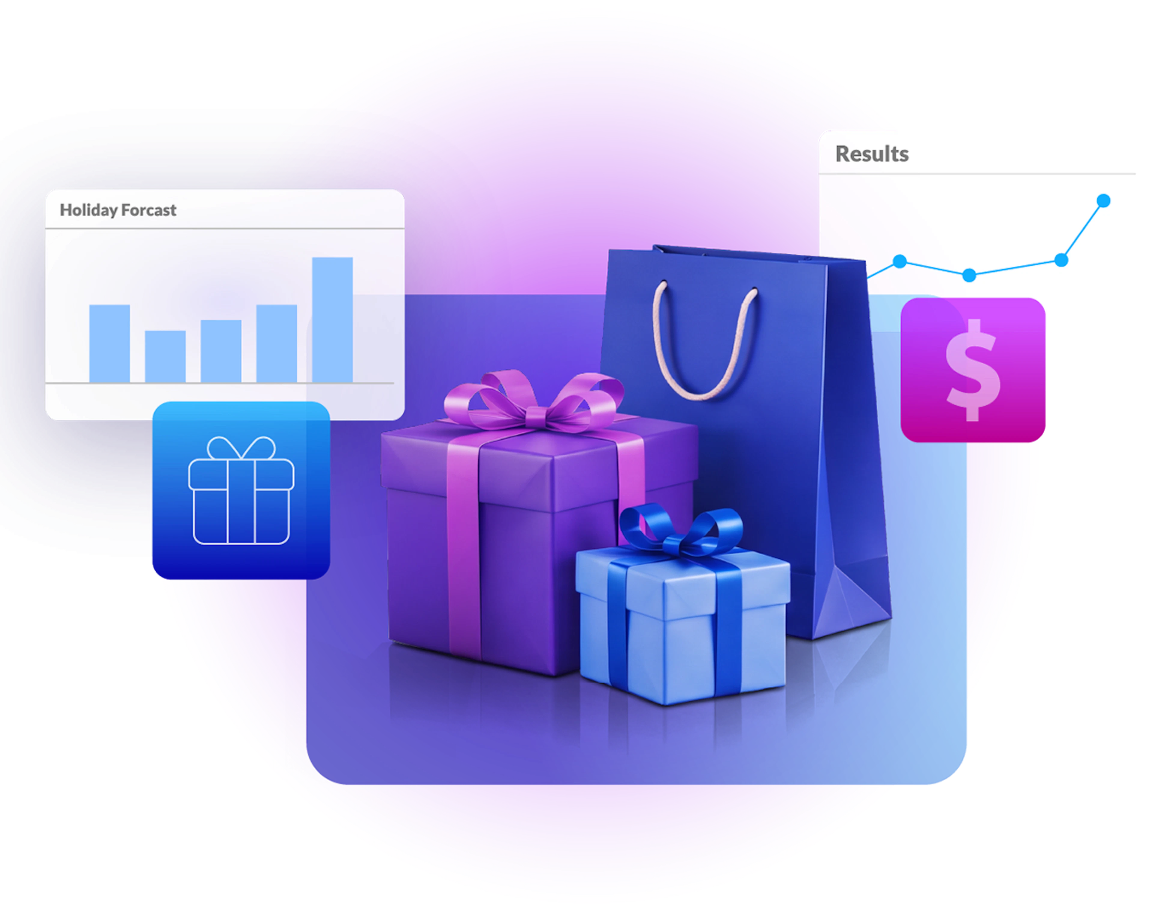 graphic of holiday gifts and