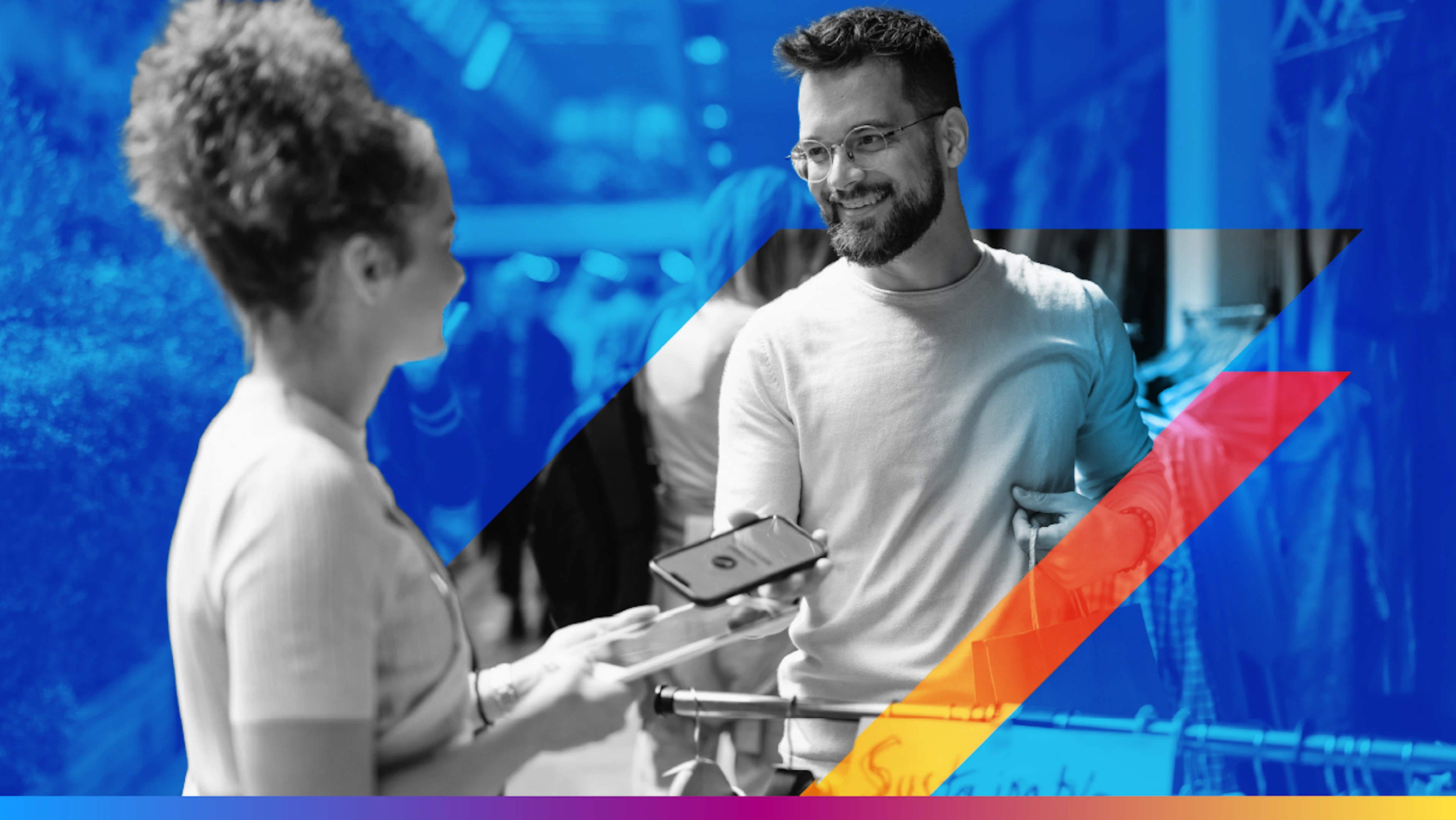 person using mobile pay at a retail store - featured image for aligning adtech and martech article