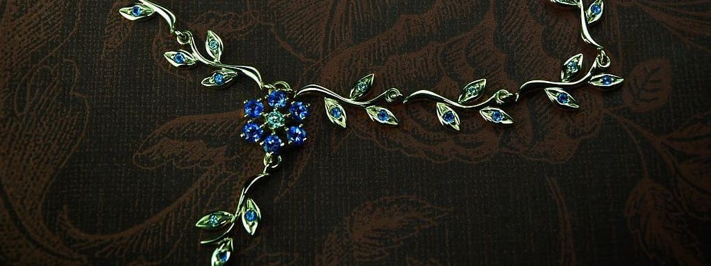 Floral necklace with tanzanite and diamonds.
