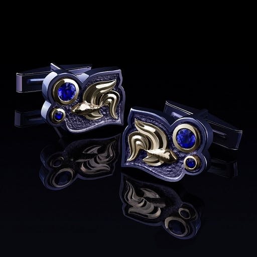 Men's cufflinks with a Siamese fighting fish