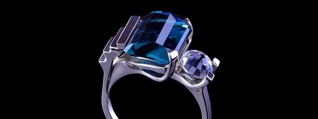 Ring with indigo tourmaline