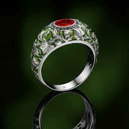 Luksusowy pierścionek roślinny z rubinem