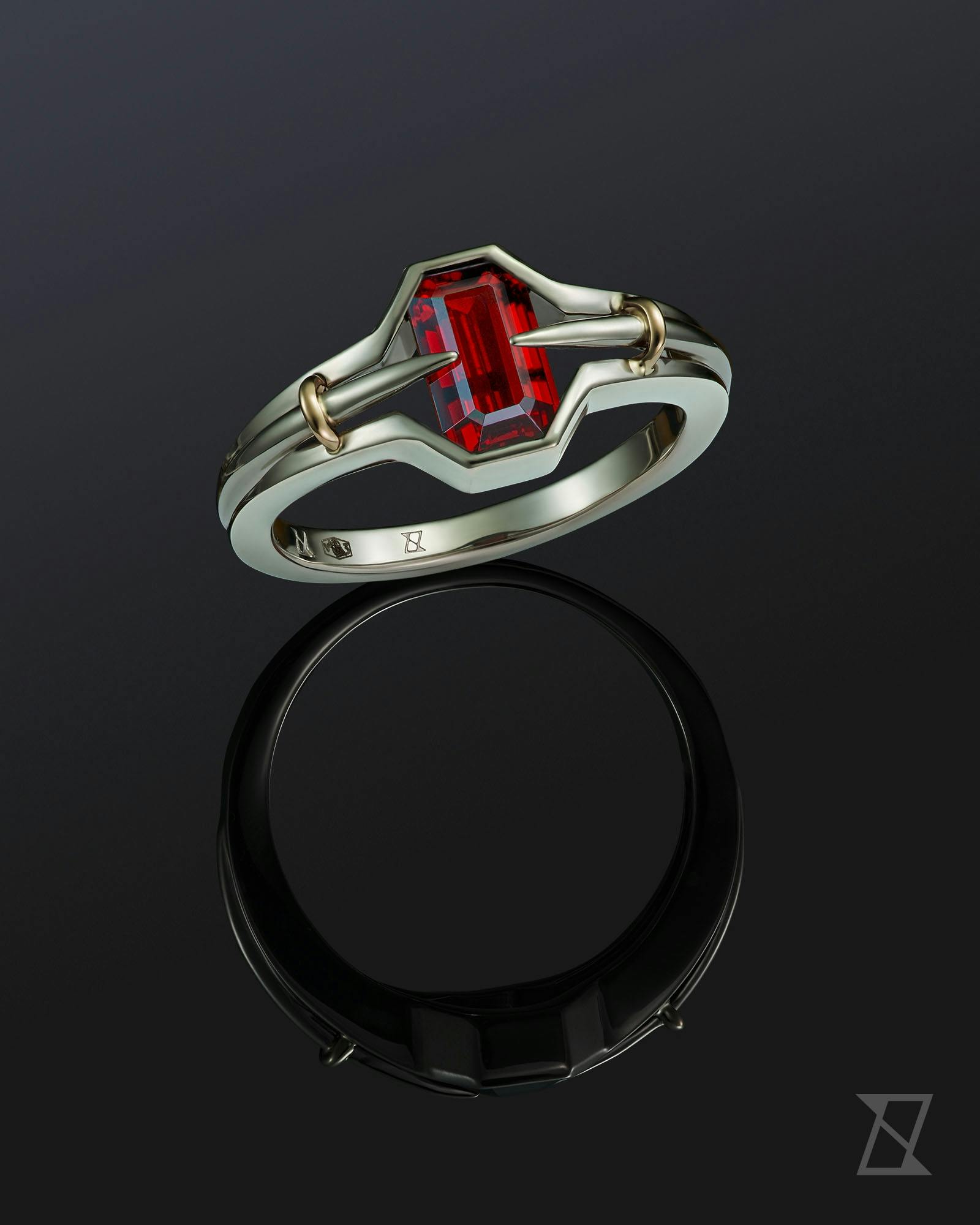 Bespoke ruby signet ring 