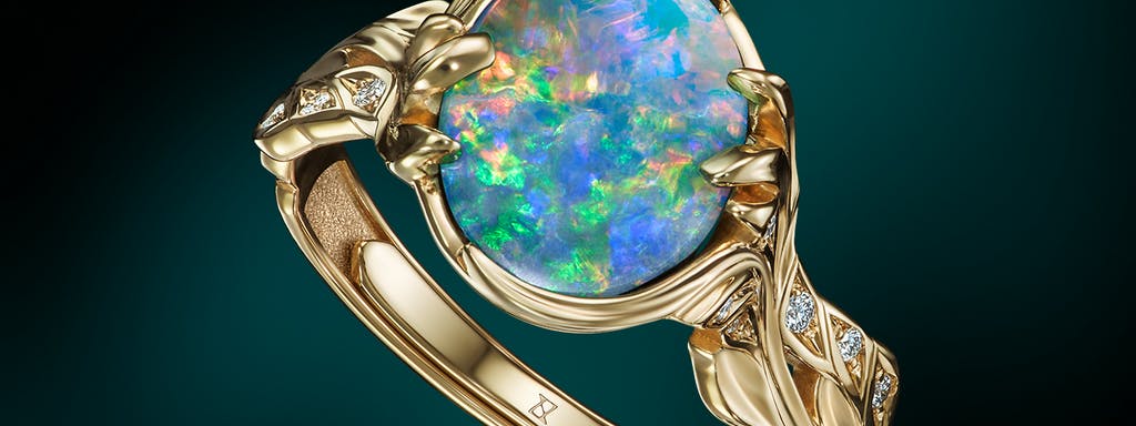 Engagement ring with Australian opal