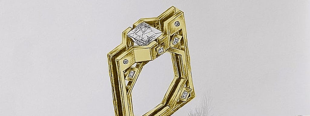 Industrialny pierścień z diamentami składający się z dwóch płyt.