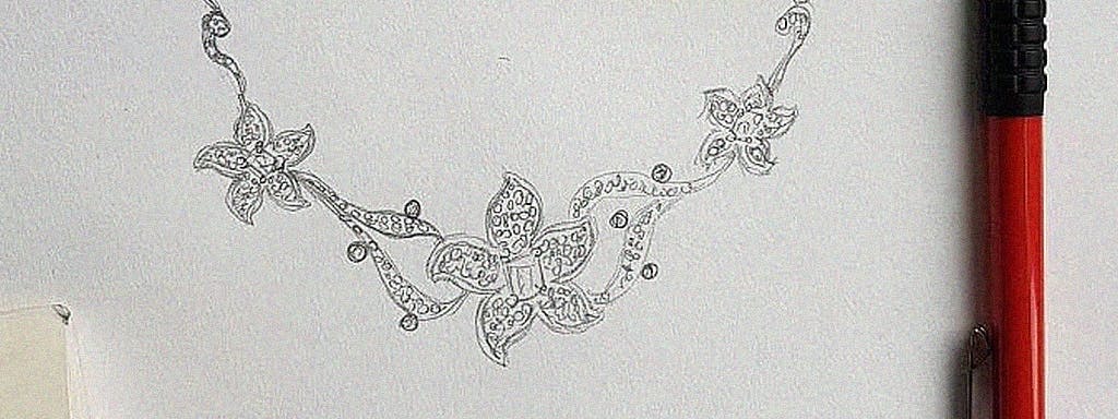 Naszyjnik w kształcie kwiatów plumerii z diamentami.