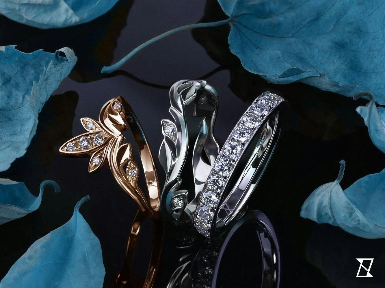 Set of female wedding rings. 