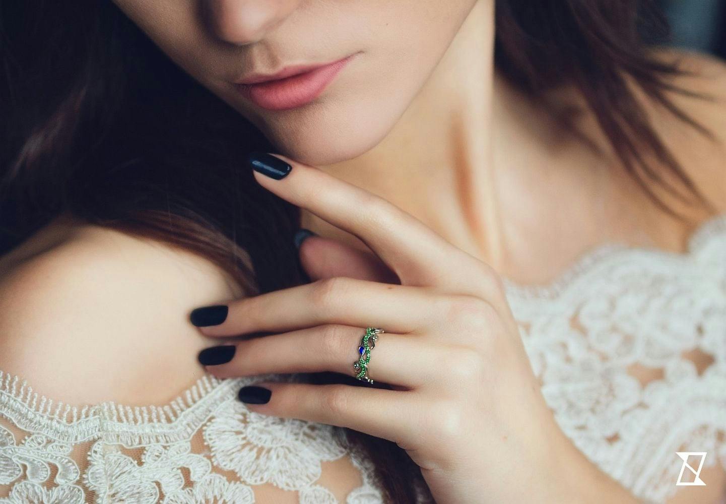 Wedding ring on a bride.