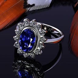 Flower ring with sapphire and diamonds