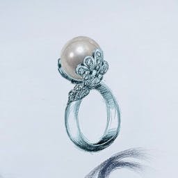 Luksusowy pierścionek na zamówienie z perłą i diamentami