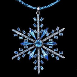 Snowflake necklace with blue topaz in 18k gold